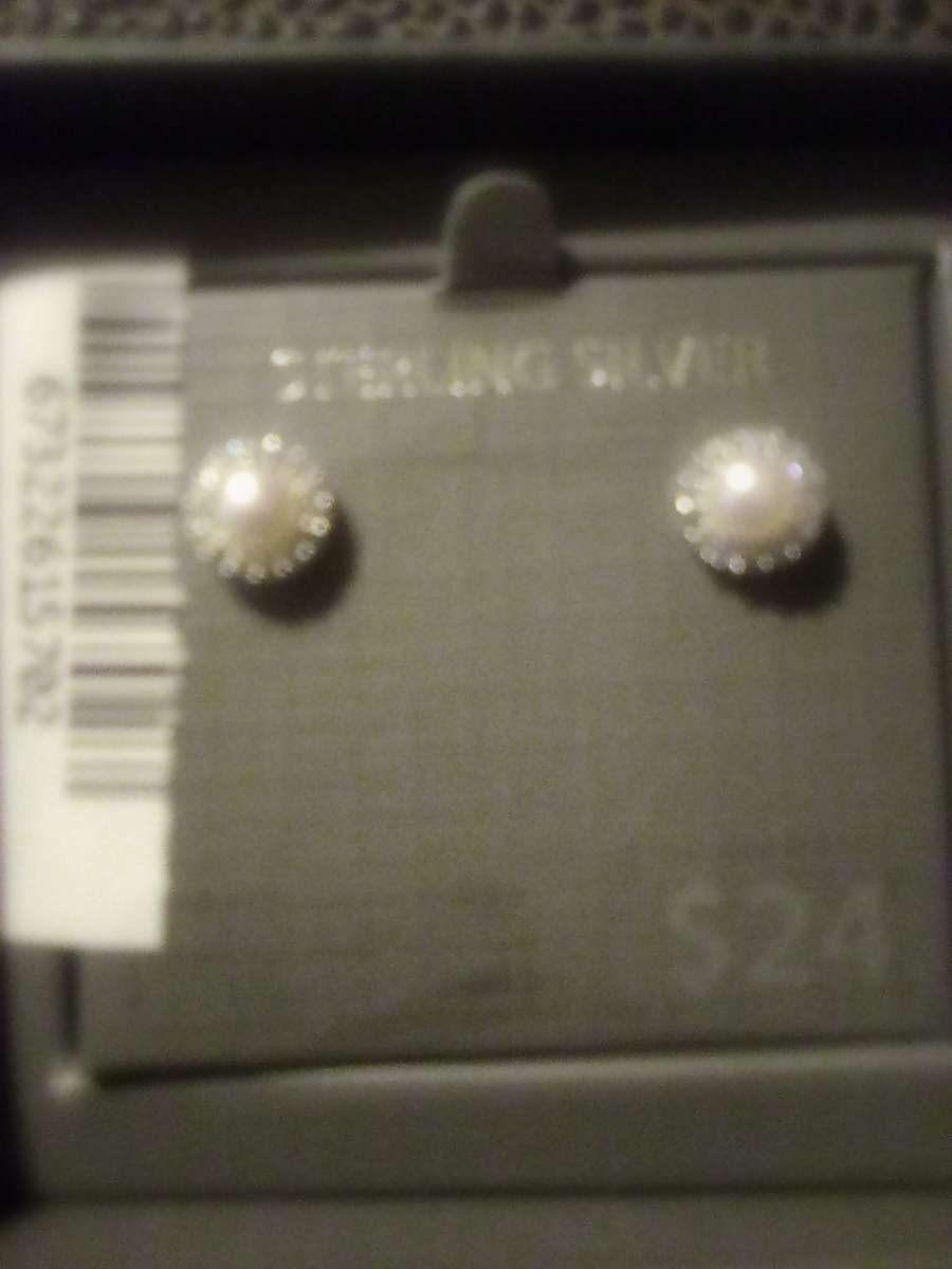 diamond cut pearl sterling silver earings