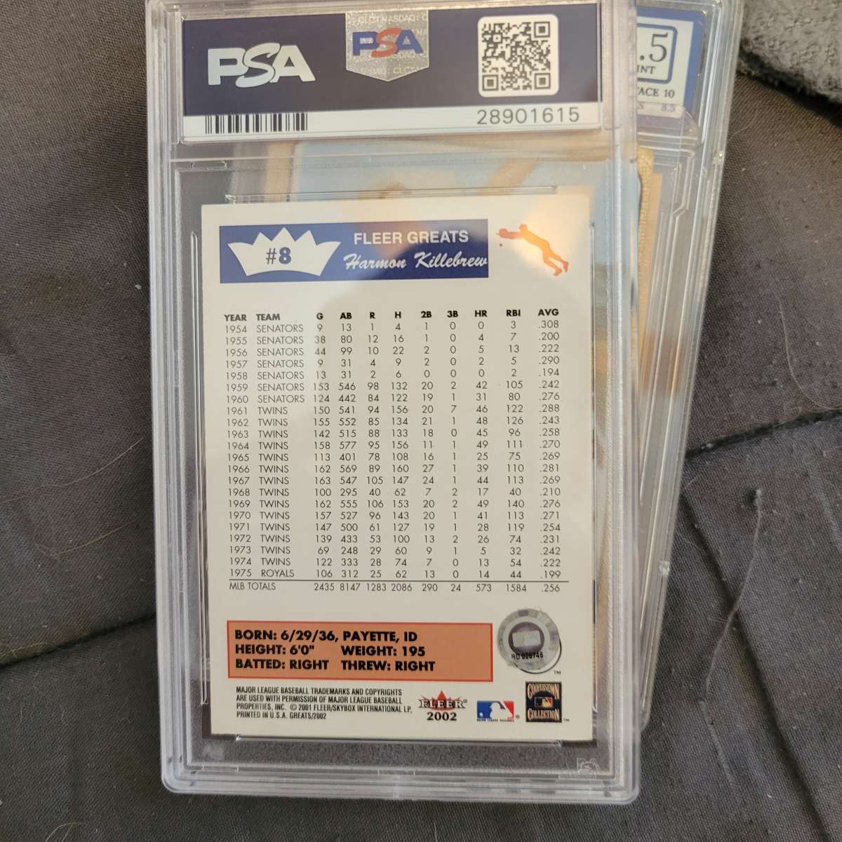 harmon killebrew signed baseball card