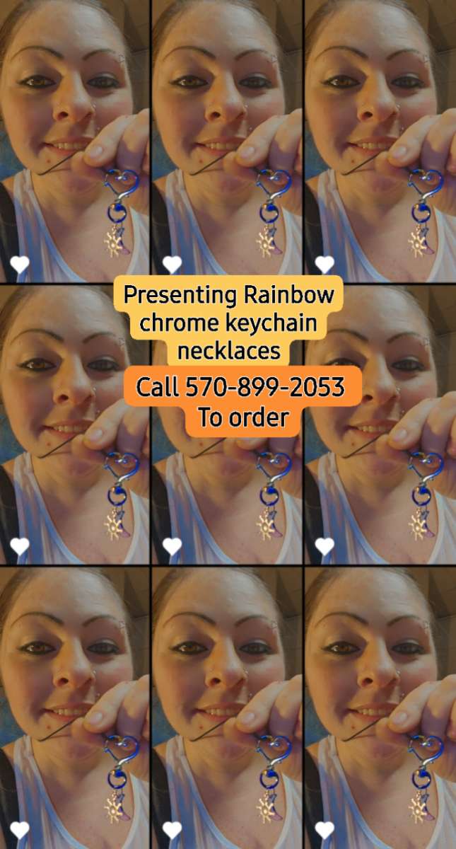 Rainbow chrome keychain necklaces