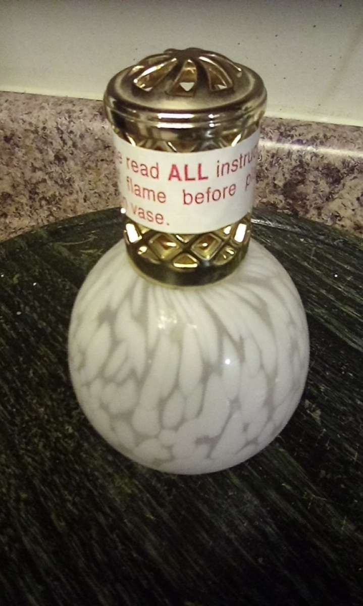 hand blown glass antique oil burning lamp