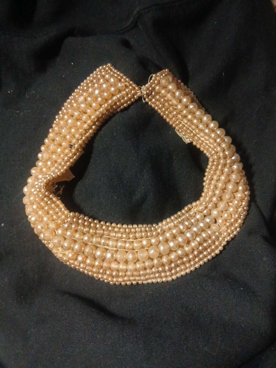 vintage pearl beaded collar necklace