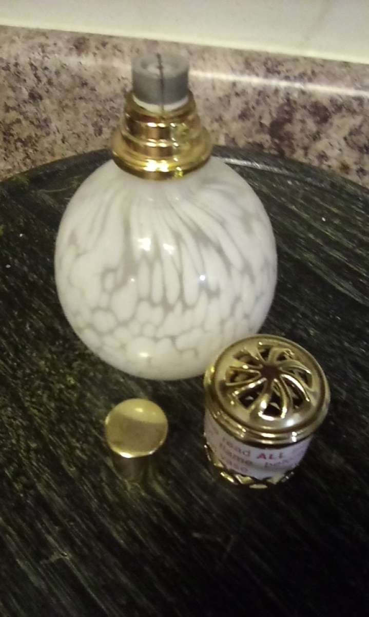 hand blown glass antique oil burning lamp