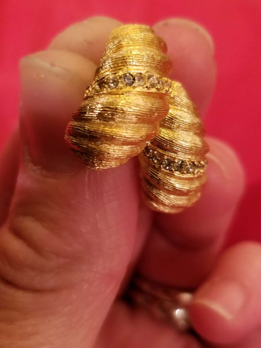 Vintage Christian Dior gold plated crystal accent earrings