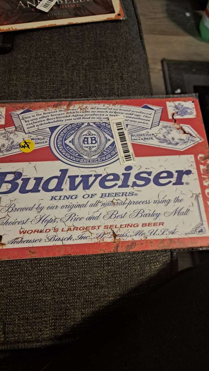 budweiser metal sign 5 dollars