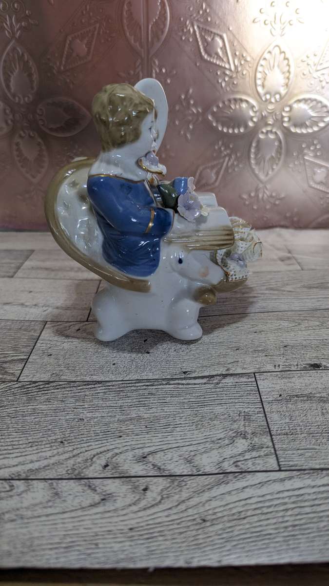 Antique Boy and Girl Reading a Large Bible Book