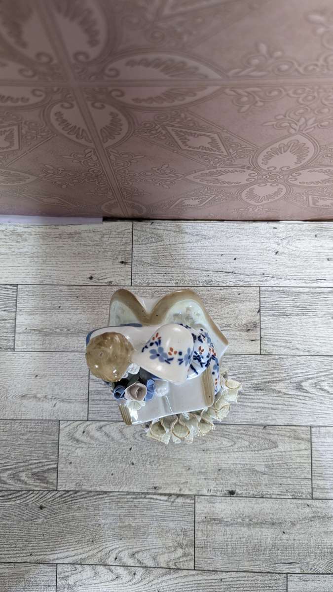 Antique Boy and Girl Reading a Large Bible Book