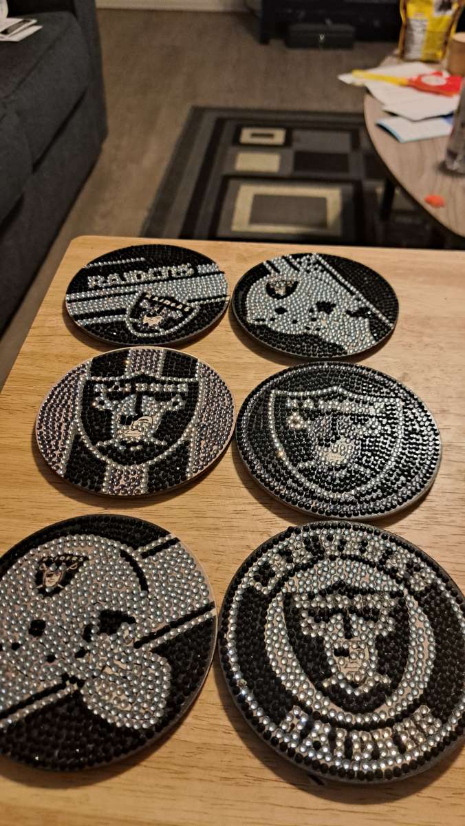 6 handmade dimand painting raider coasters  cash only