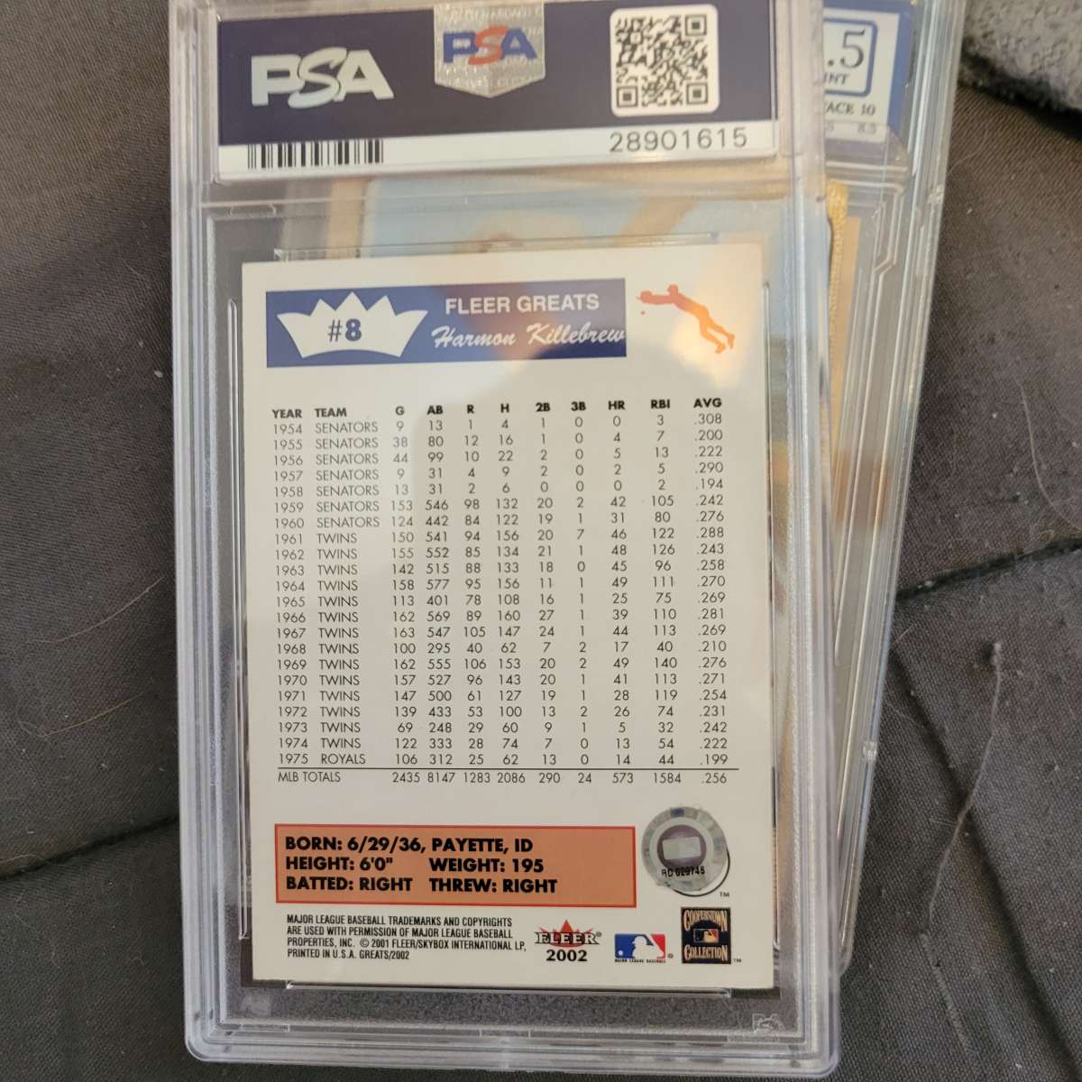 harmon killebrew signed baseball card