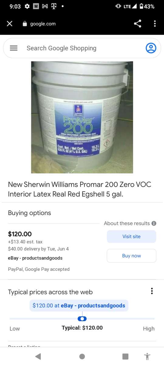 SherwinWilliams promar 200 extra White 5 gal 4 total