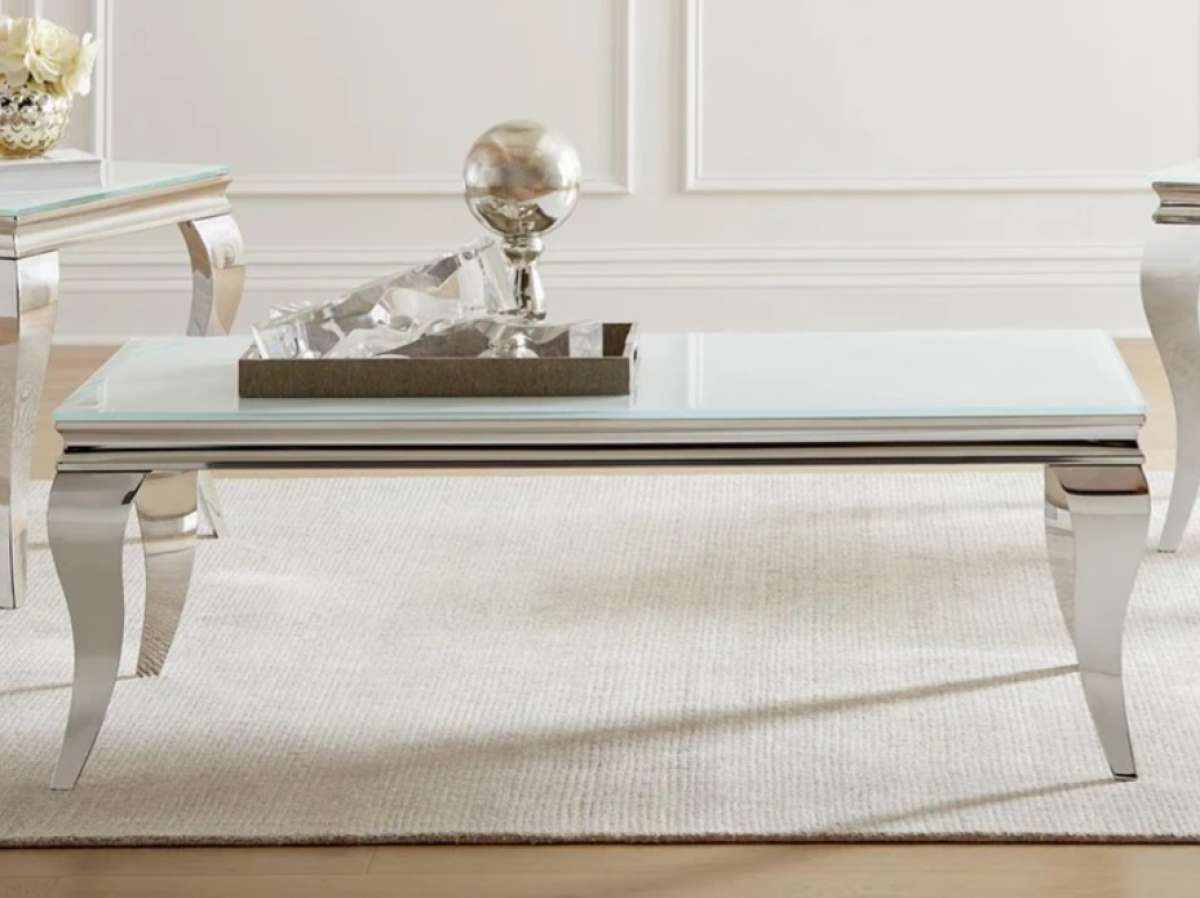 Luna WhiteChrome Rectangle Coffee Table