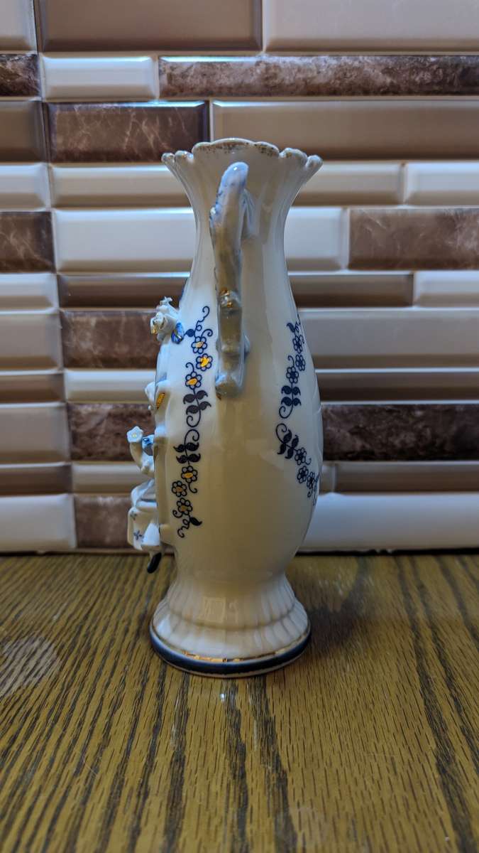 Vintage Victorian  Vase With A 3D Woman Inset Holding Flower