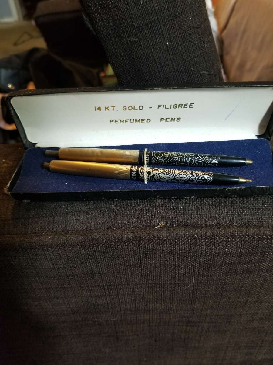 14k gold filigree perfumed pens