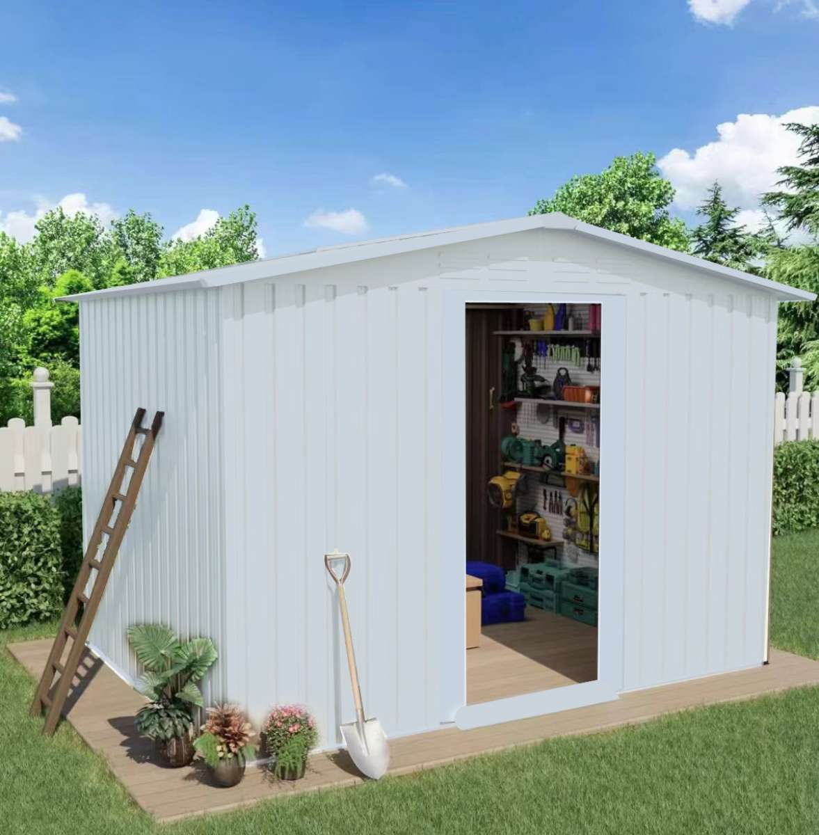 10X8 metal storage shed brand new unopened with base frame a