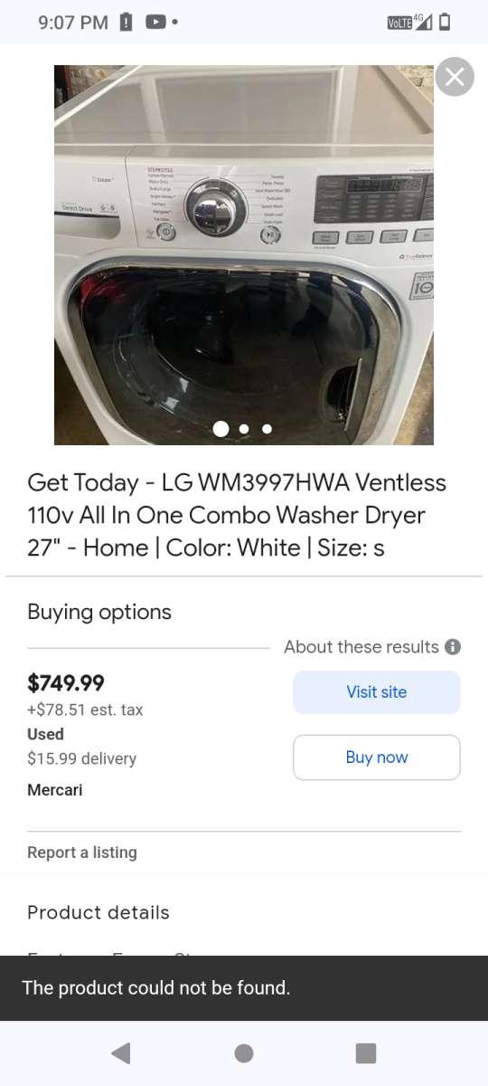 LG all in one smart washer and dryer machine