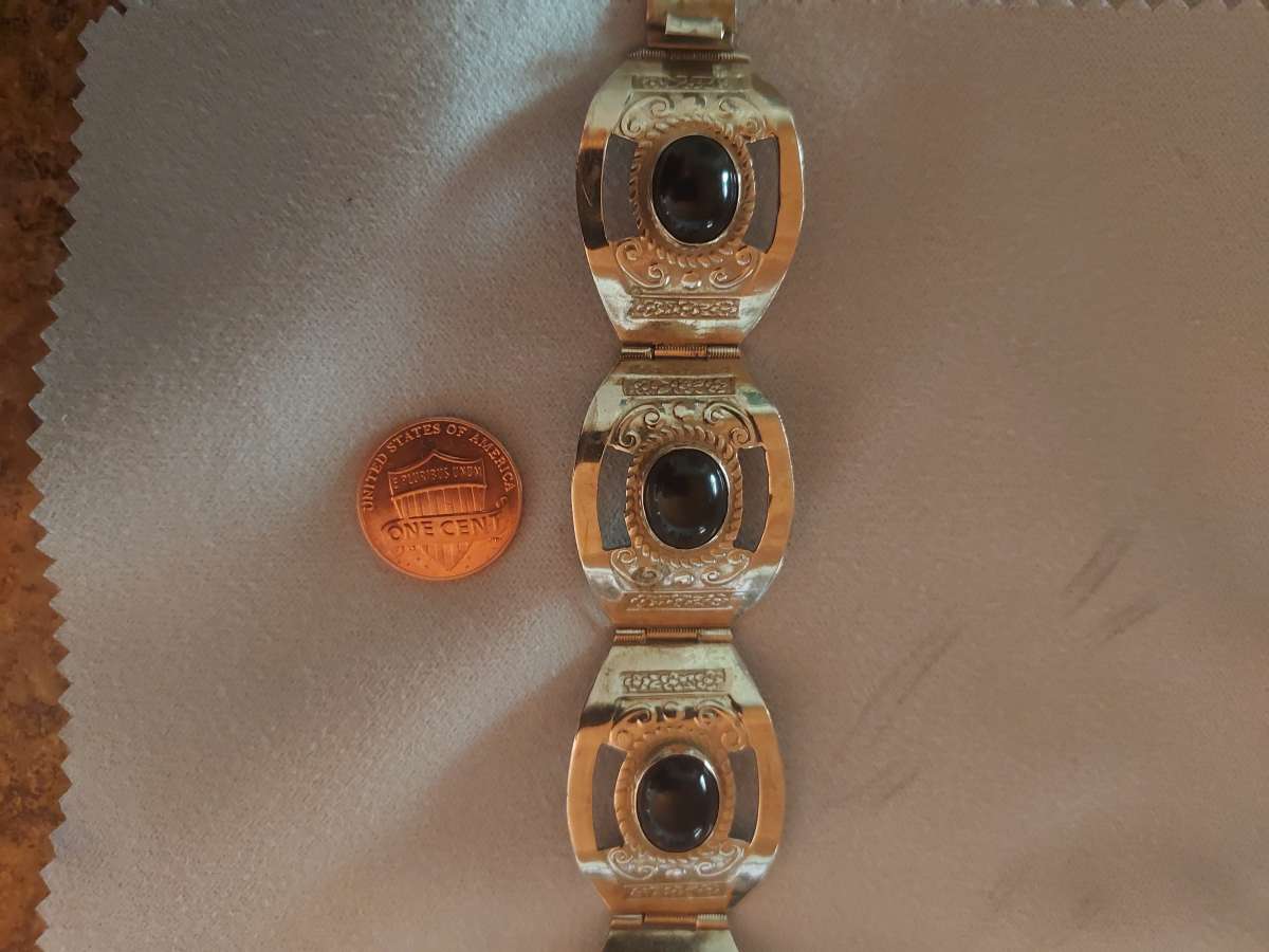 stamped onyx panel bracelet