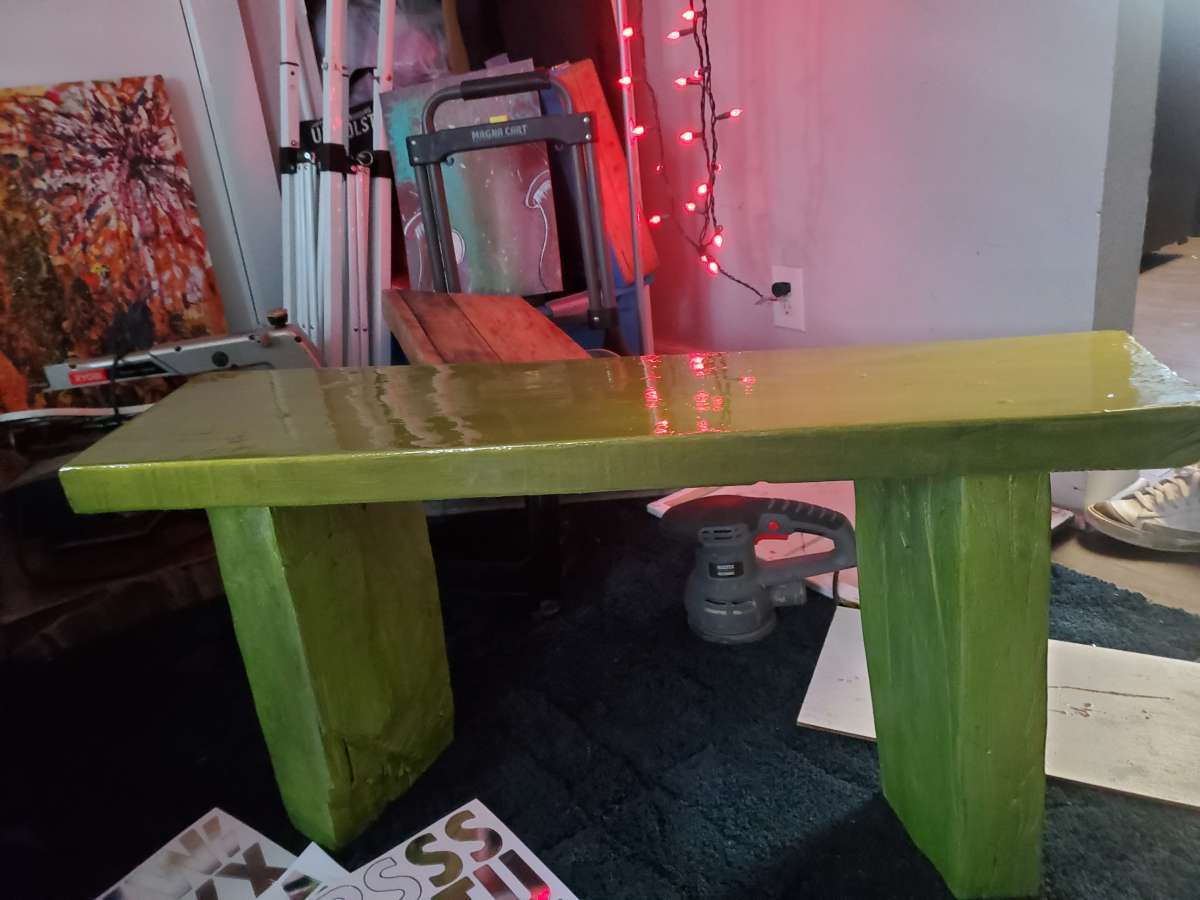 solid oak wood bench