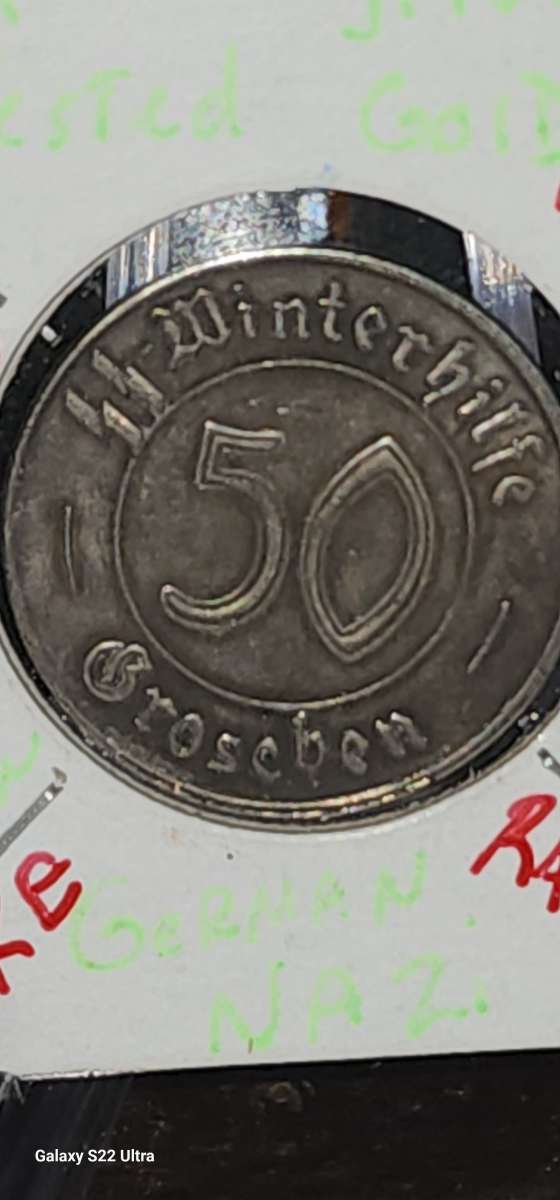 wwii 90 percent silver 50 groschen german NZI