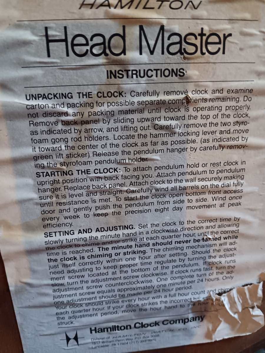 Antique Hamilton Wall Clock