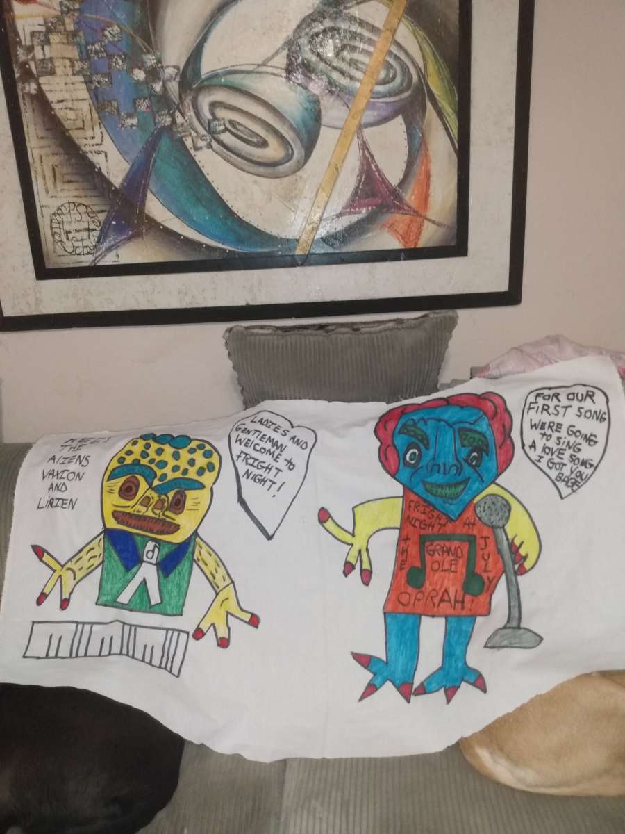 variety of pillows and wall hangings