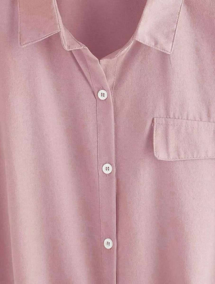 Pink Sleeve Button Front Shirt