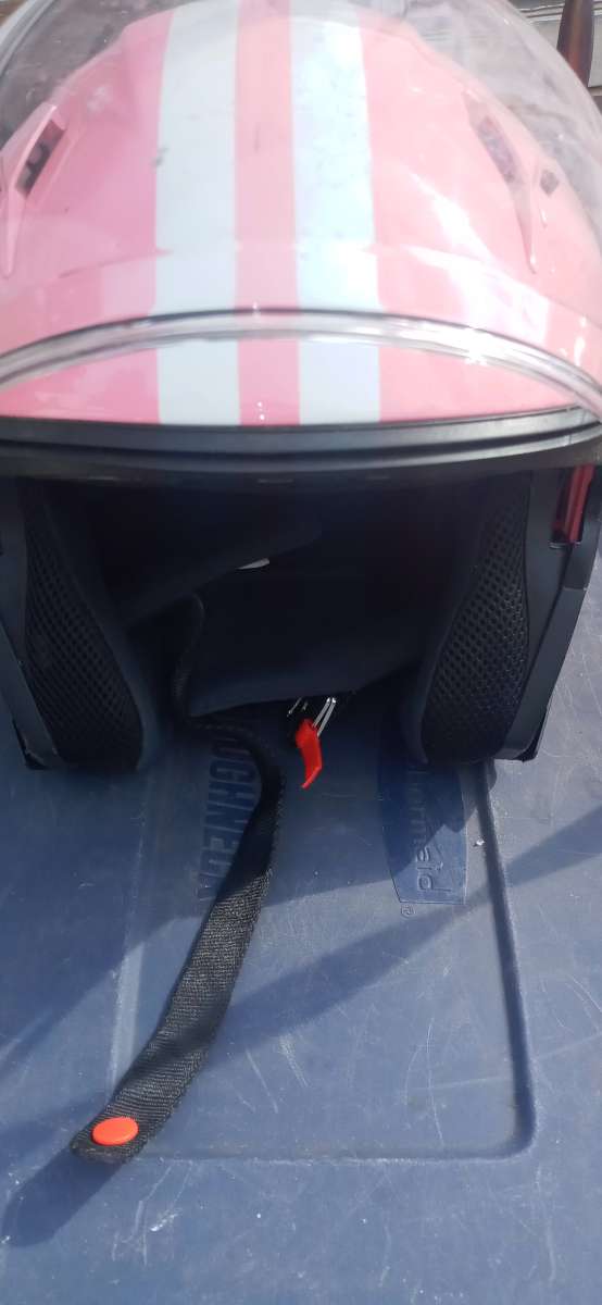 DOT pink motorcycle helmet