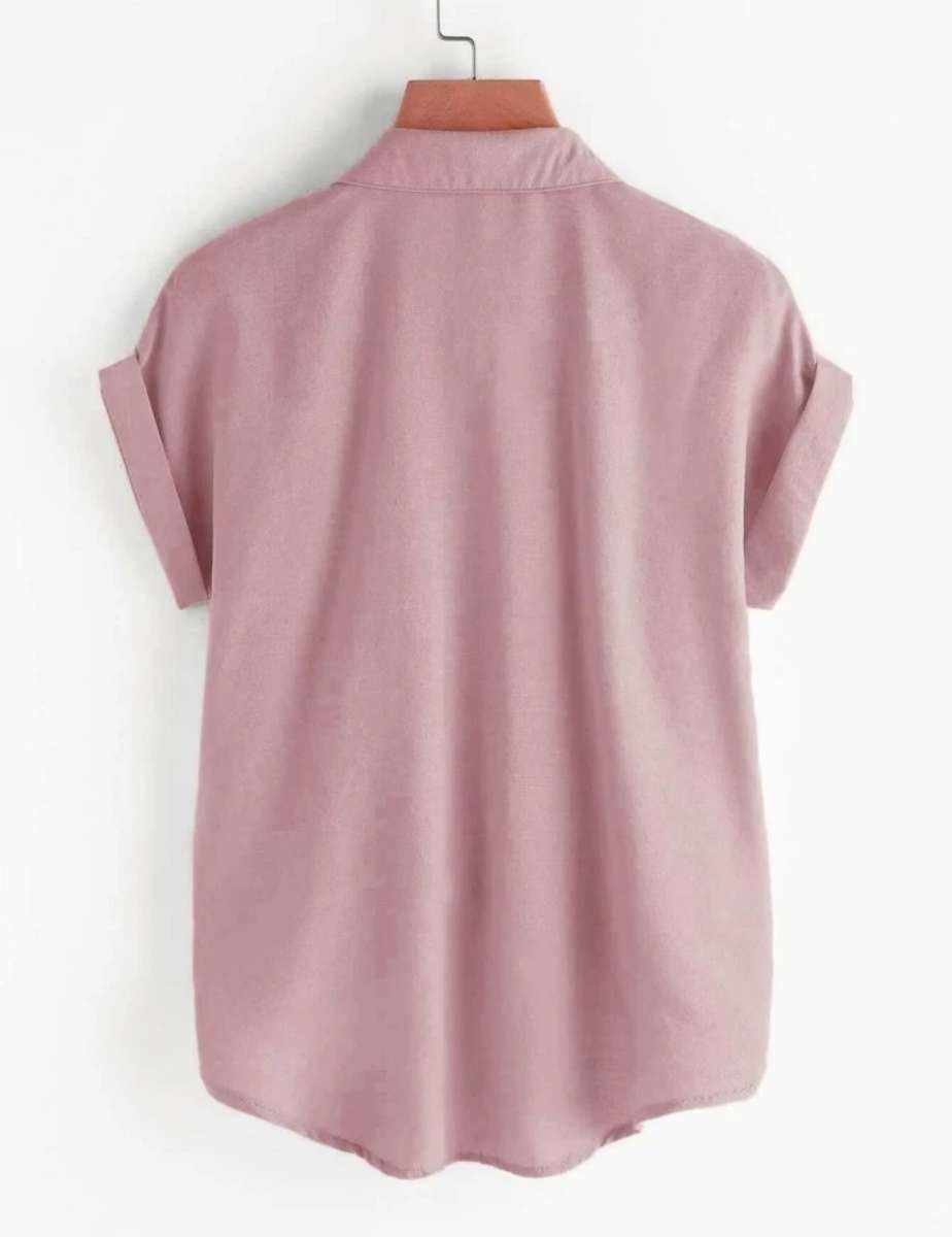 Pink Sleeve Button Front Shirt