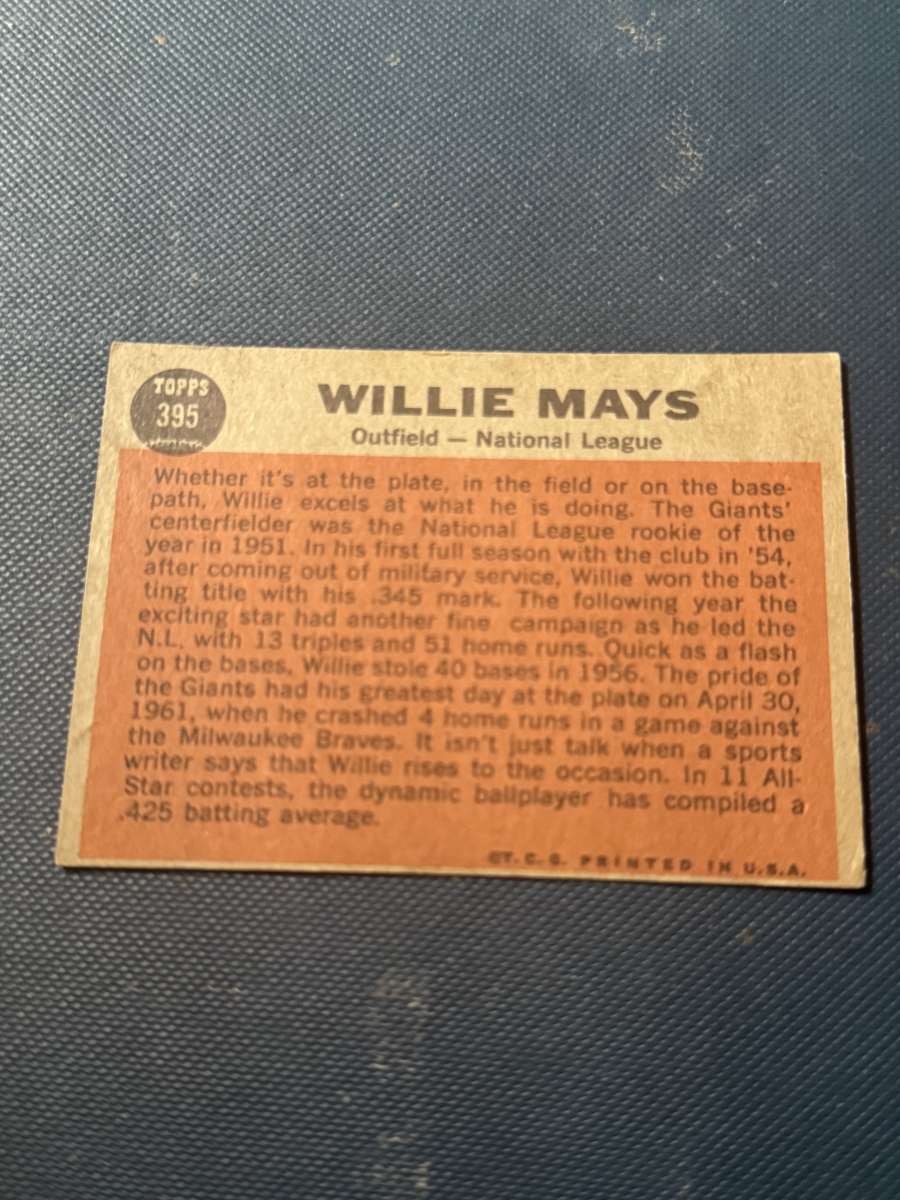 Willie Mays Baseball Card Topps 395