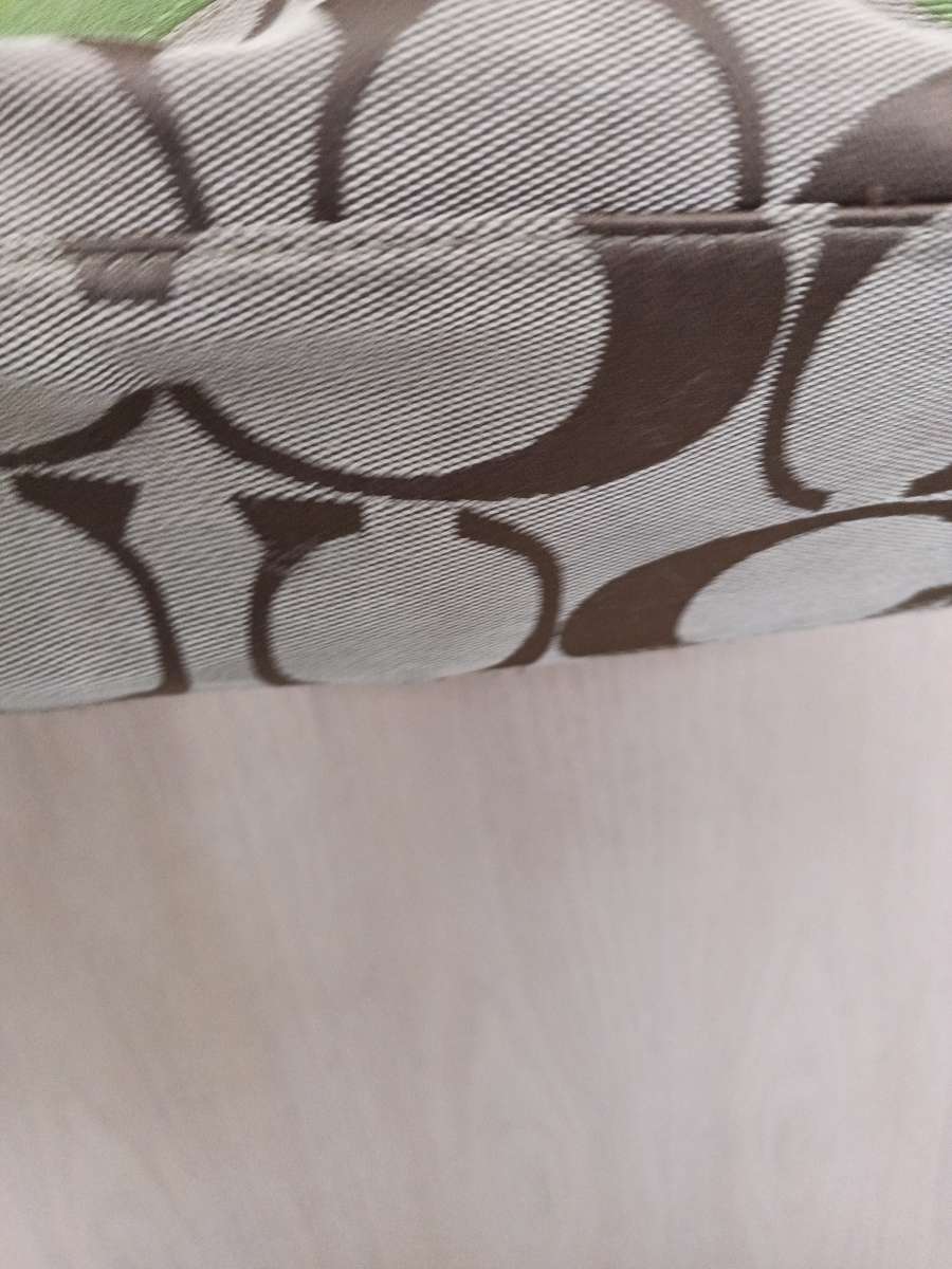 Coach Green leather and beige canvas