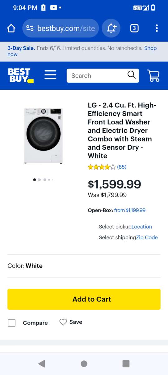 LG all in one smart washer and dryer machine