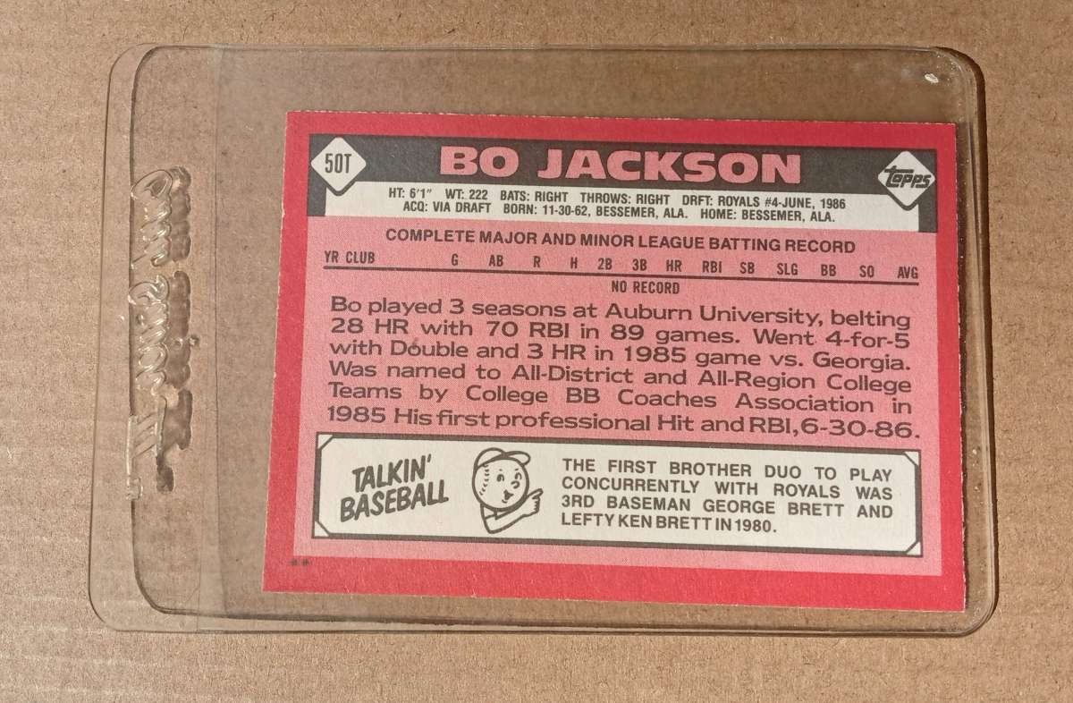 1986 TOPPS TRADED 50T BO JACKSON ROOKIE KANSAS CITY ROYALS