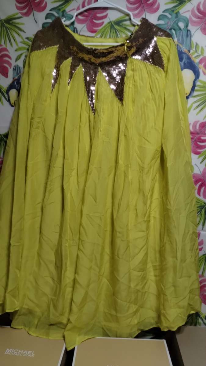 Cynthia Rowley yellow sequin Starburst skirt