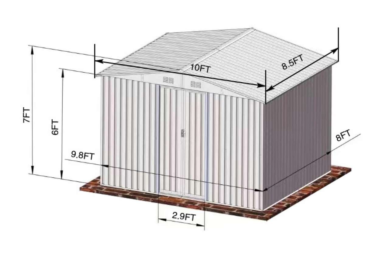 10X8 metal storage shed brand new unopened with base frame a