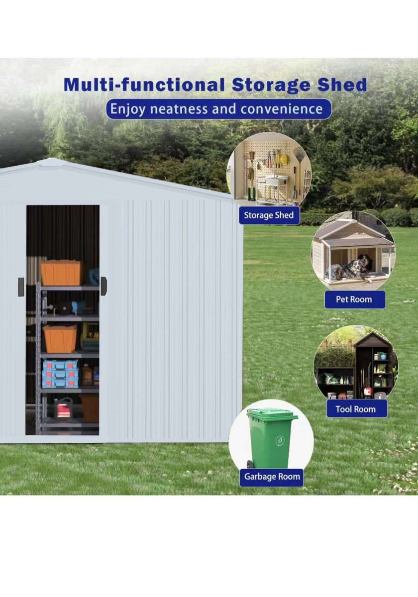 10X8 metal storage shed brand new unopened with base frame a