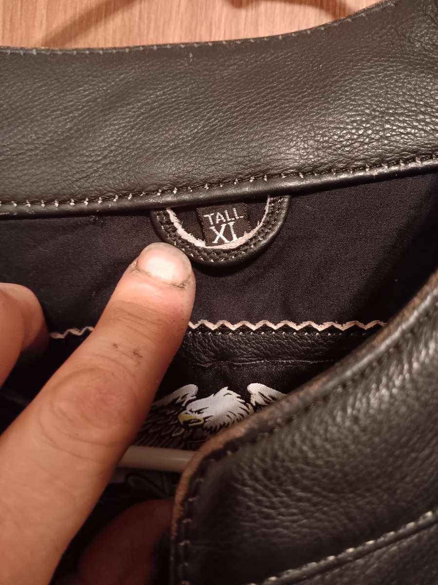 XXL tall Harley Davidson leather jacket with chaps helmet