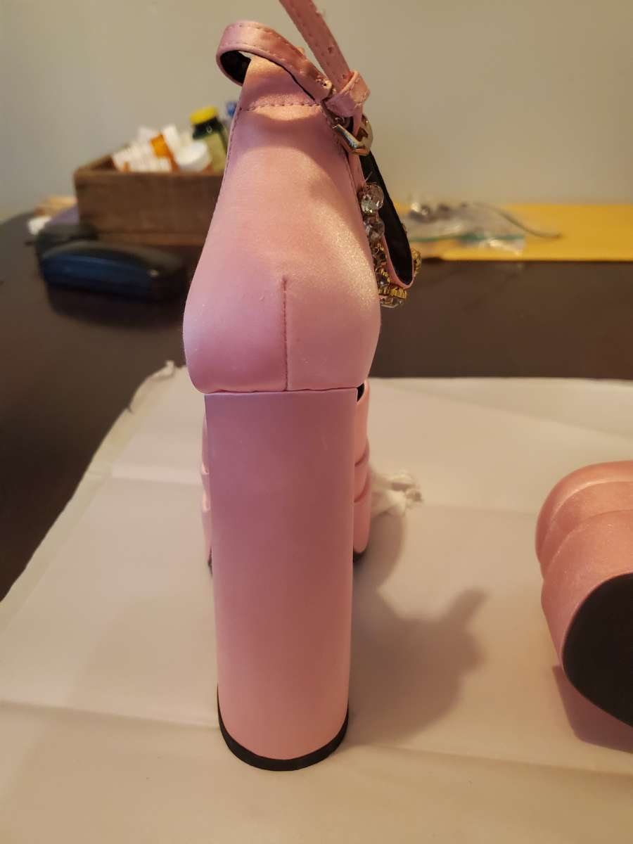 Pink stacked heels size 5