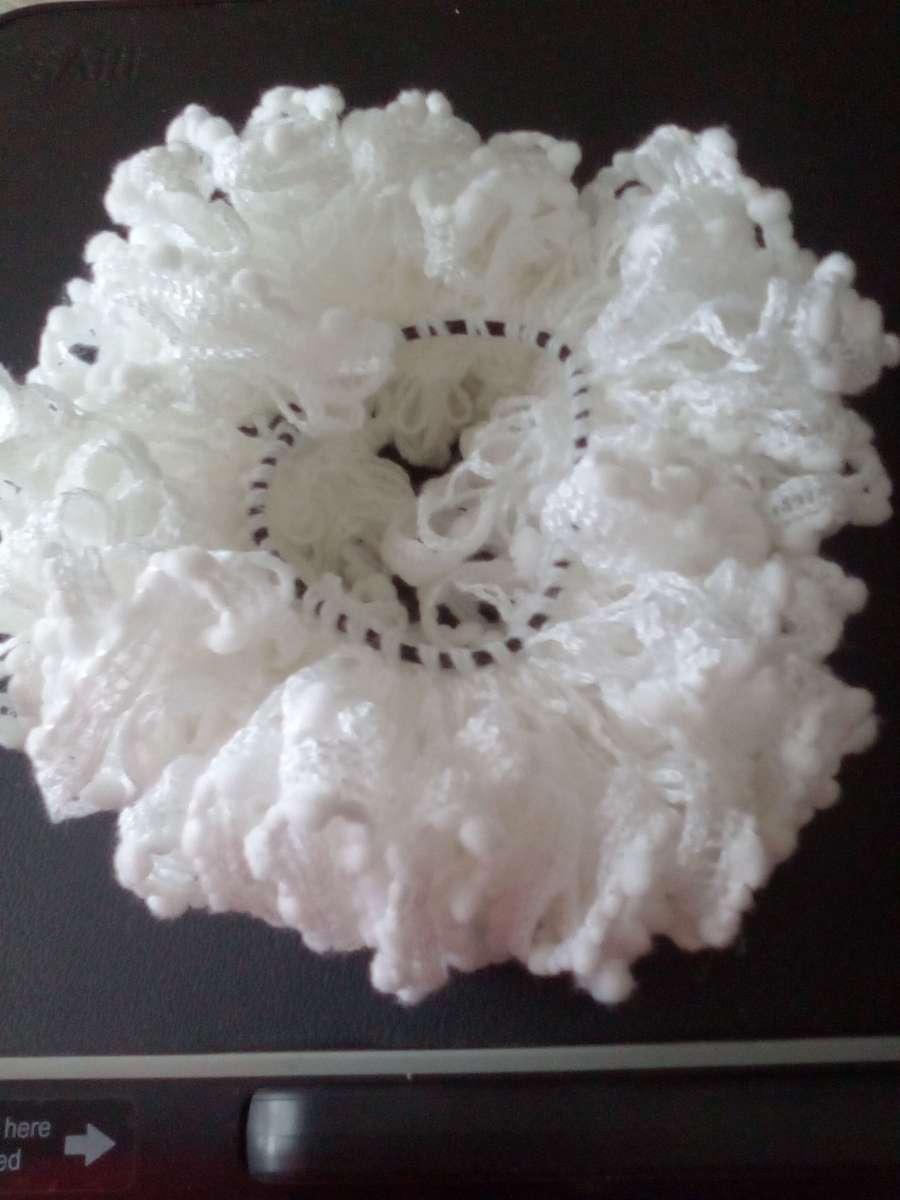 jumbo White plush scrunchie