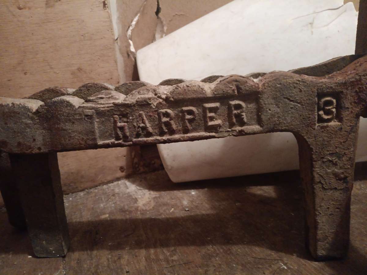 antique Harper Cast iron Andirons