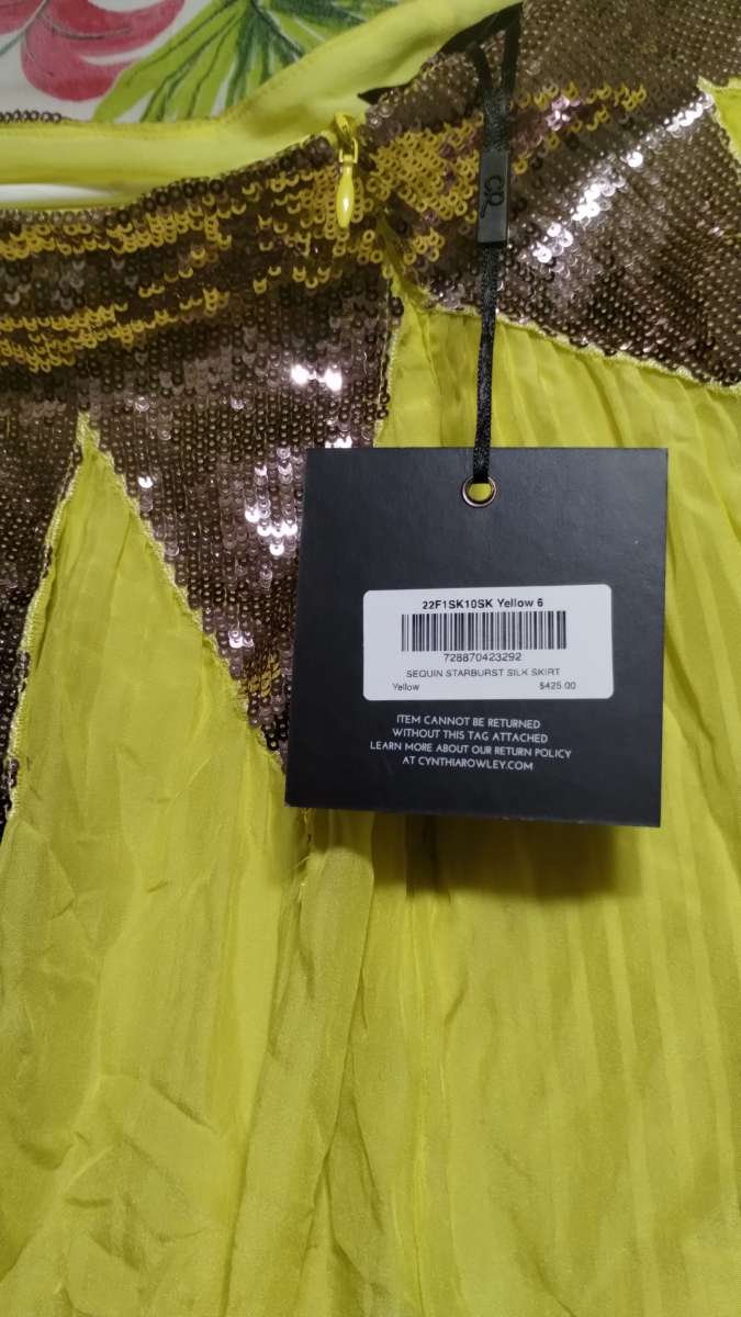 Cynthia Rowley yellow sequin Starburst skirt