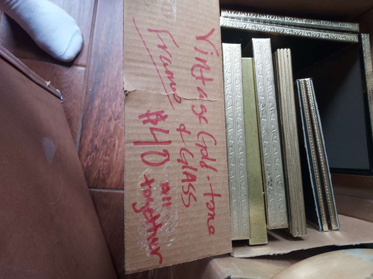frames box of vibtage frames w glass intact ALL GOLD TONE