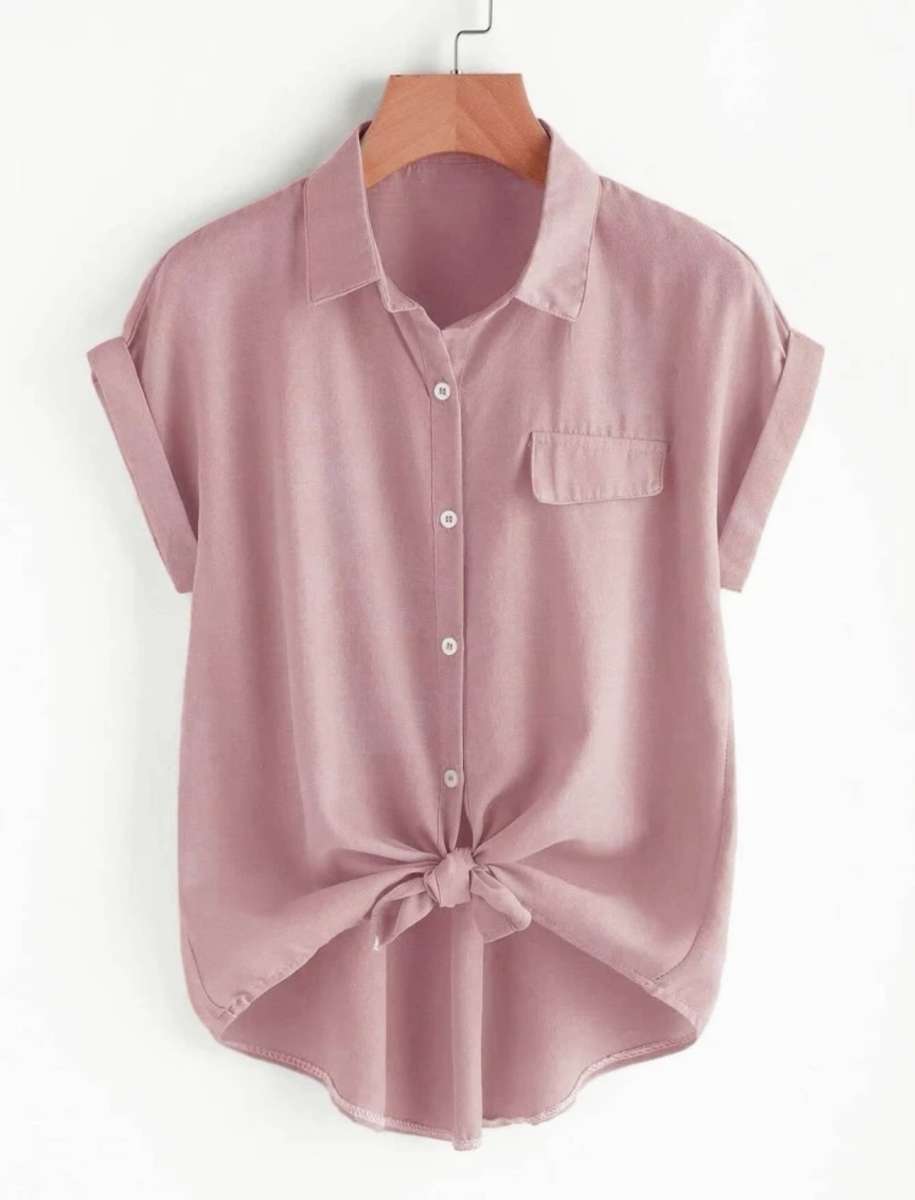 Pink Sleeve Button Front Shirt