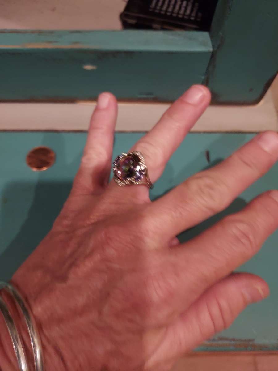 Tanzanite accented mystic topaz 925 silver ring