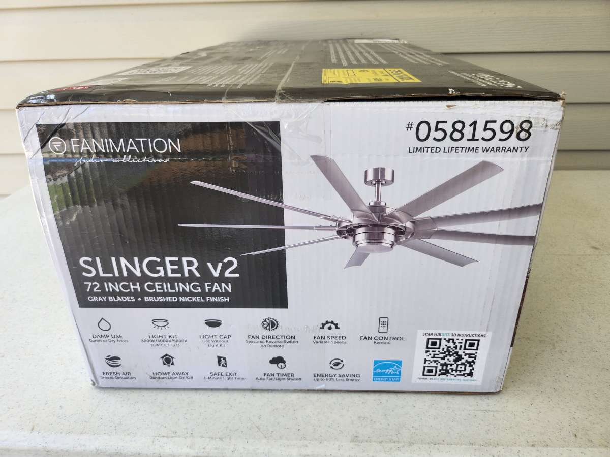 Fanimation Slinger v2 Ceiling Fan BRAND NEW