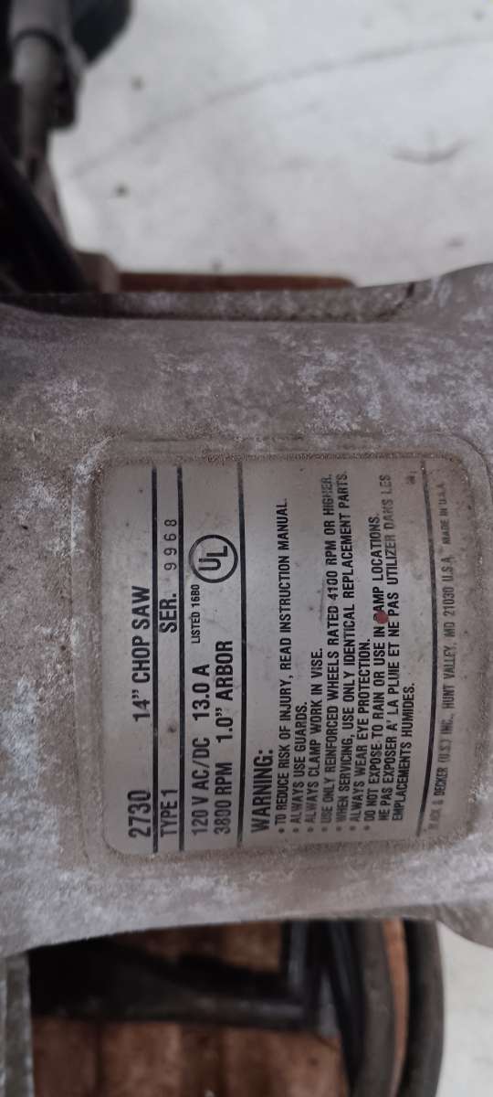 Black and decker industrial chop saw