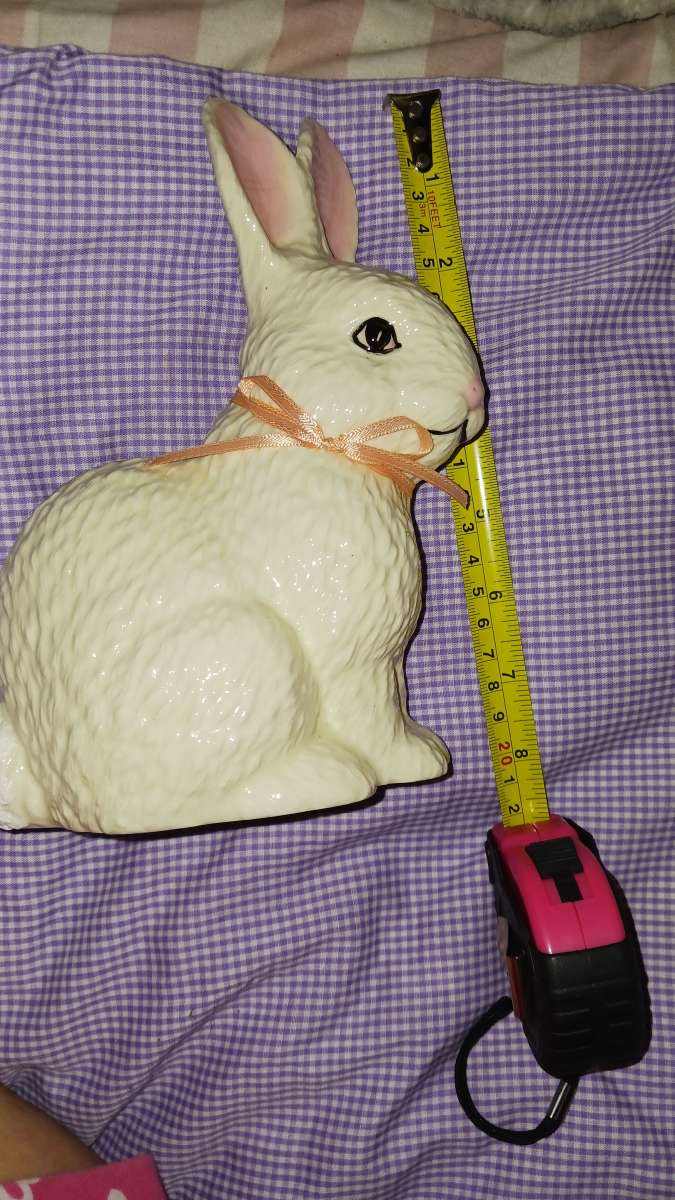 ceramic white rabbit made at va home in marshalltown iowa by