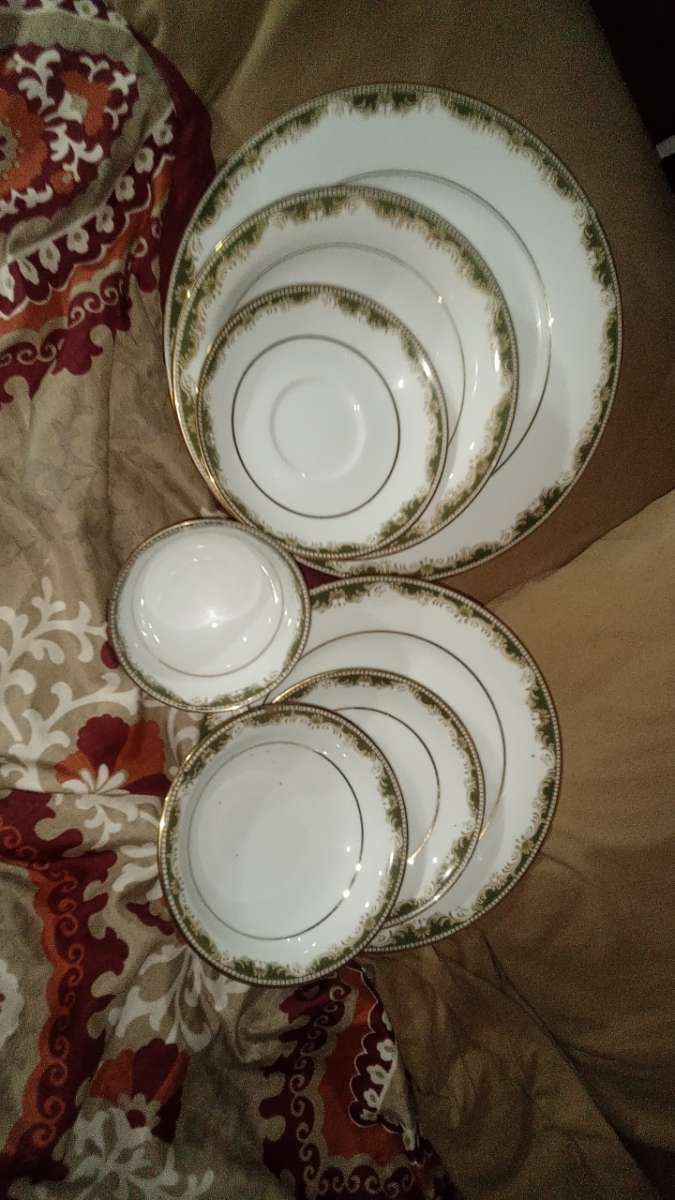 noritake china dishes with ailer plated spoons and forks