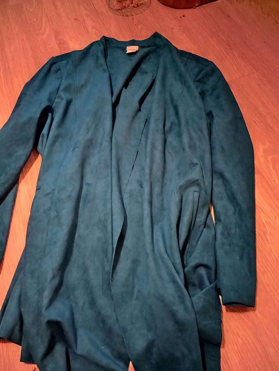 womans velvet turquoise chicos jacket