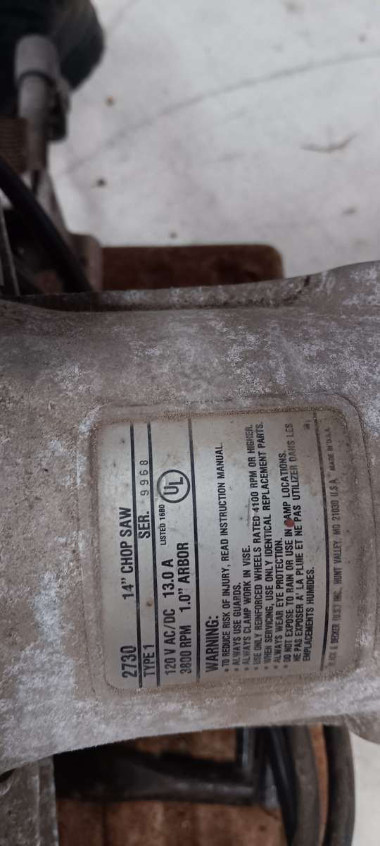 Black and decker industrial chop saw