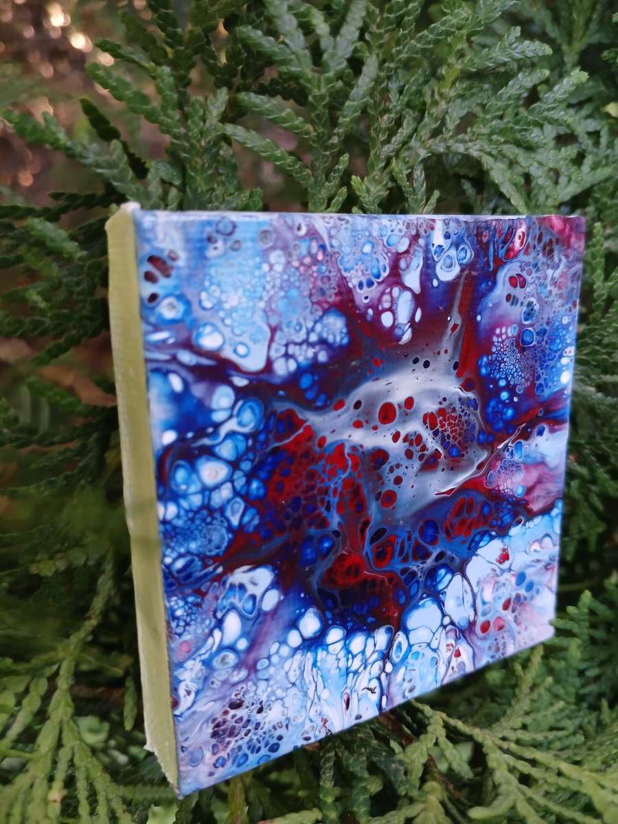 Orb Eruption Acrylic Pour Painted Magnetic Stretched Canvas