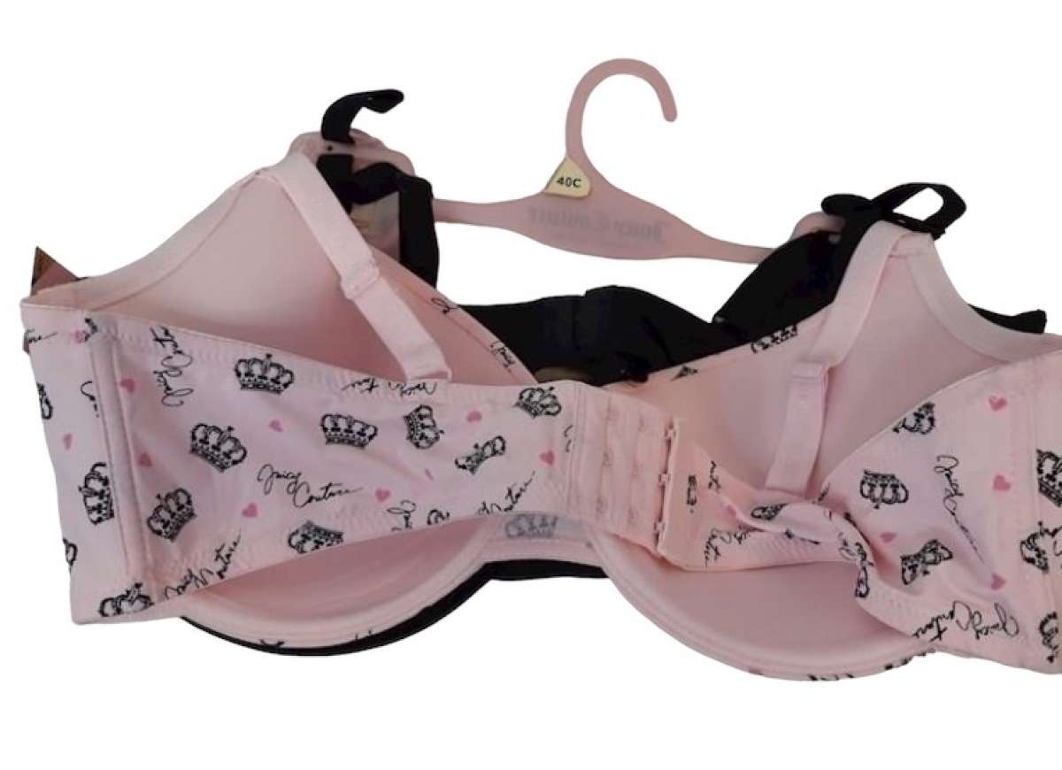 Juicy Couture NWT Bra Set Pink W Logo  Black Size 40C