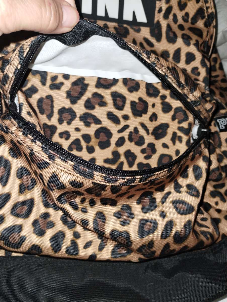 Pink by Victoria Secret leopard print campus backpack